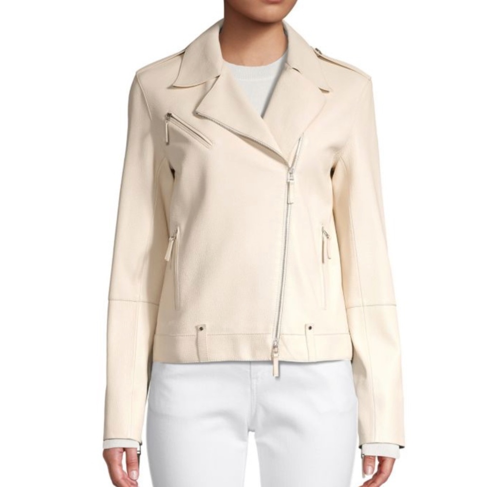 NEW LAFAYETTE 148 NEW YORK Bernice Full grain  Leather Moto Jacket sz 4